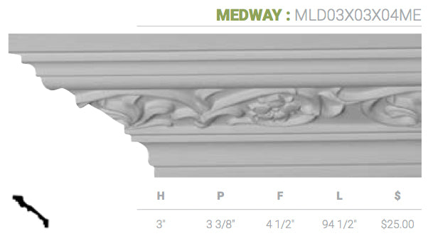 MLD03X03X04ME Medway Crown Moulding - Oak Park Home & Hardware