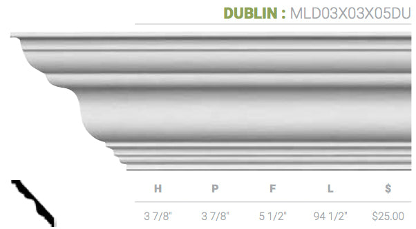 MLD03X03X05DU Dublin Crown Moulding - Oak Park Home & Hardware