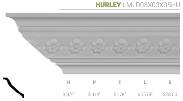 MLD03X03X05HU Hurley Crown Moulding - Oak Park Home & Hardware