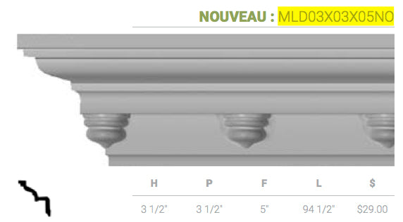 MLD03X03X05NO Nouveau Crown Moulding - Oak Park Home & Hardware