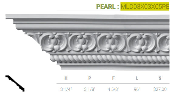 MLD03X03X05PE Pearl Crown Moulding - Oak Park Home & Hardware