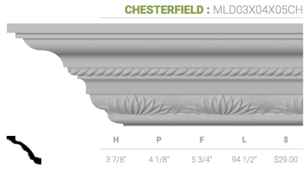 MLD03X04X05CH Chesterfield Crown Moulding - Oak Park Home & Hardware