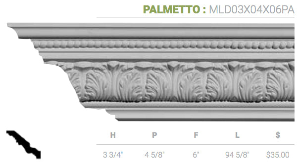 MLD03X04X06PA Palmetto Crown Moulding - Oak Park Home & Hardware
