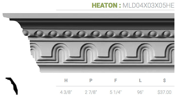 MLD04X03X05HE Heaton Crown Moulding - Oak Park Home & Hardware