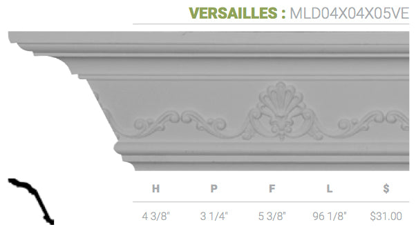 MLD04X04X05VE Versailles Crown Moulding - Oak Park Home & Hardware