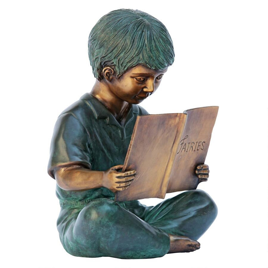 MP97527 Story Book Boy Bronze Garden Statue - Oak Park Home & Hardware