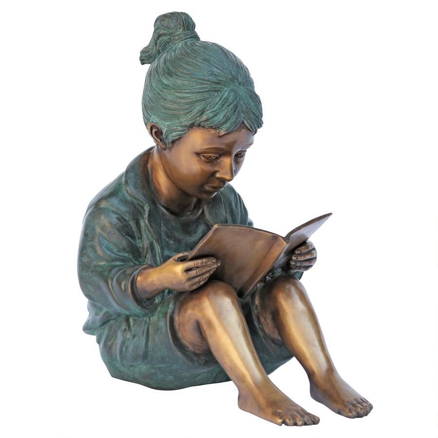 MP97627 Story Book Girl Bronze Garden Statue - Oak Park Home & Hardware
