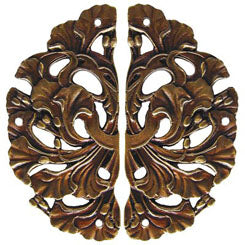 NHH-902-AB Florid Leaves Hinge Plate Antique Brass (sold in pairs) - Oak Park Home & Hardware