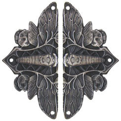 NHH-920-AP Cicada on Leaves Hinge Plate Antique Pewter (sold in pairs) - Oak Park Home & Hardware