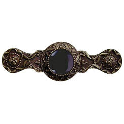 NHP-624-AB-O Victorian Jewel Pull Antique Brass/Onyx - Oak Park Home & Hardware