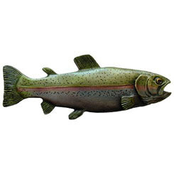 NHP-648-PHT-R Rainbow Trout Pull Hand-tinted Antique Pewter (Right side/faces left) - Oak Park Home & Hardware