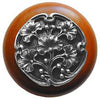 NHW-702C-AP Ginkgo Berry Wood Knob in Antique Pewter/Cherry wood finis - Oak Park Home & Hardware