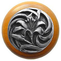 NHW-703M-AP Tiger Lily Wood Knob in Antique Pewter/Maple wood finish - Oak Park Home & Hardware