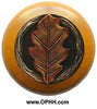 NHW-744M-BHT Oak Leaf Wood Knob in Hand-tinted Antique Brass/Maple wood finish - Oak Park Home & Hardware
