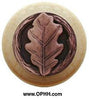 NHW-744N-AC Oak Leaf Wood Knob in Antique Copper/Natural wood finish - Oak Park Home & Hardware