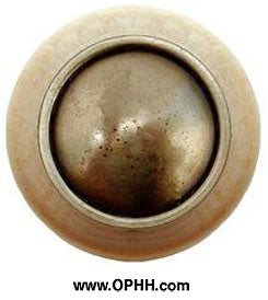 NHW-761N-AB Plain Dome Wood Knob in Antique Brass/Natural wood finish - Oak Park Home & Hardware