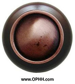 NHW-761W-AC Plain Dome Wood Knob in Antique Copper/Dark Walnut wood finish - Oak Park Home & Hardware