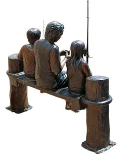 PB1050 Fishing Family Cast Bronze Garden Statue - Oak Park Home & Hardware