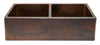 KA50DB33229 33'' Copper Hammered Kitchen Apron 50/50 Double Basin Sink - Oak Park Home & Hardware