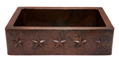KASDB33229ST 33'' Copper Hammered Kitchen Apron Single Basin Sink w/ Star Design - Oak Park Home & Hardware