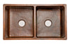 K50DB33199 33'' Copper Hammered Kitchen 50/50 Double Basin Sink - Oak Park Home & Hardware