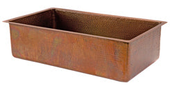 KSB33199 33'' Antique Copper Hammered Kitchen Single Basin Sink - Oak Park Home & Hardware
