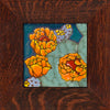 Prickly Pear Bloom with Blue Background Art Tile - Oak Park Frame - Signature Finish - Oak Park Frame - Signature Finish