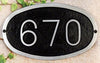 SAP-4330-101 Modern Horizontal Cast Aluminum Address Plaque with Brushed Aluminum Numbers - Times Font - Oak Park Home & Hardware