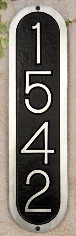 SAP-4370-101 Ventena Address Plaque with Brushed Aluminum Numbers - Times Font - Oak Park Home & Hardware