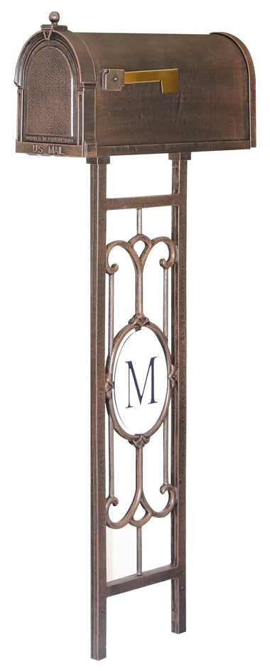 SCB-1015-SMP-550-CP Berkshire Curbside Mailbox with Monogram Mailbox Post - Oak Park Home & Hardware