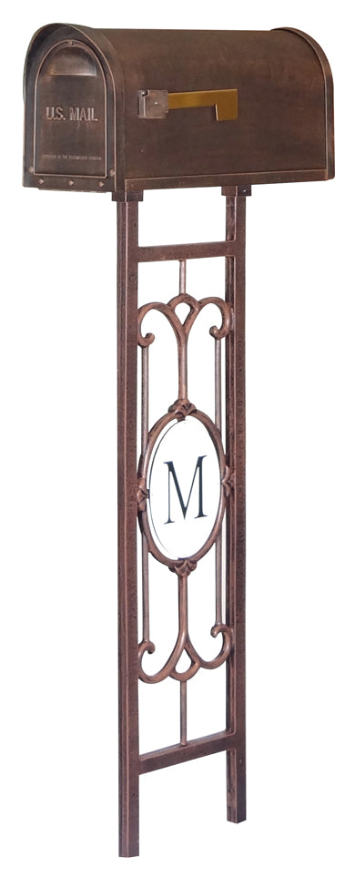 SCC-1008-SMP-550-CP Classic Curbside Mailbox with Monogram Mailbox Post - Oak Park Home & Hardware