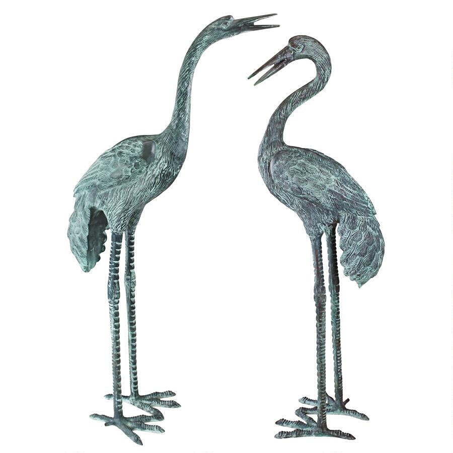SU2075 Large Bronze Cranes - Oak Park Home & Hardware