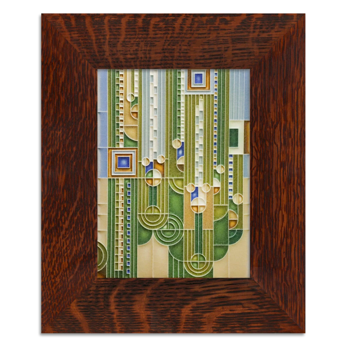 Motawi 6x8 6374 Saguaro Tile Green - Oak Park Frame - Oak Park Home & Hardware