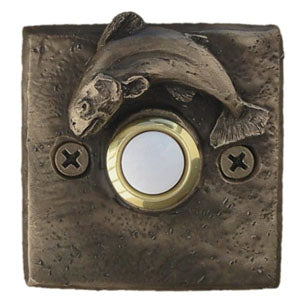 W-DRBELL-SQRFS2 Square With Leaping Fish Bronze Doorbell - Oak Park Home & Hardware
