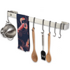 WR2-SS 42 Inch Professional Series Wall Rack Utensil Bar with 12 Hooks in Stainless Steel - Oak Park Home & Hardware