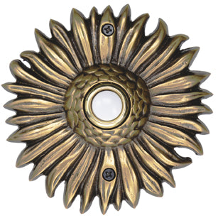WW012AB Sunflower Doorbell - Antique Brass - Oak Park Home & Hardware