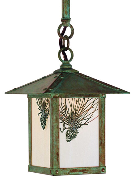 9'' evergreen stem hung pendant with pine needle filigree - Oak Park Home & Hardware