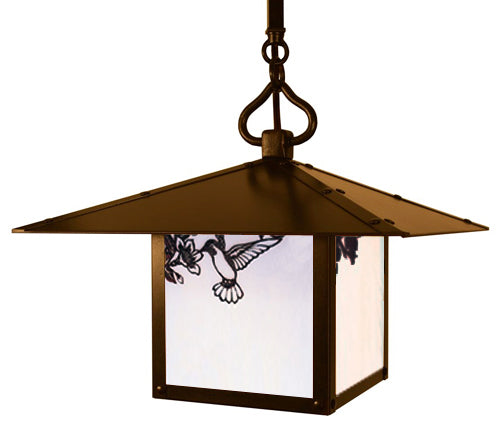 12'' monterey stem hung pendant with hummingbird filigree - Oak Park Home & Hardware