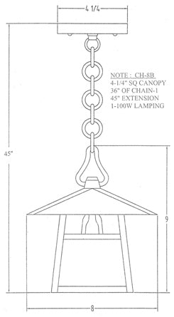 8'' carmel pendant with bungalow overlay - Oak Park Home & Hardware