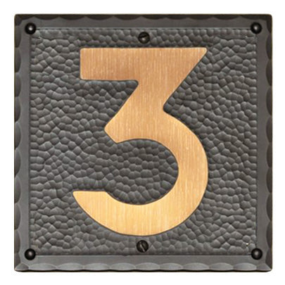 Field Style Hammered Copper Number Tile - 6 Inch Number - Oak Park Home & Hardware