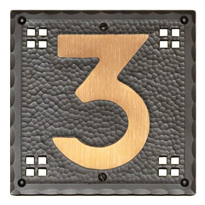 Pacific Style Hammered Copper Number Tile - 6 Inch Number - Oak Park Home & Hardware