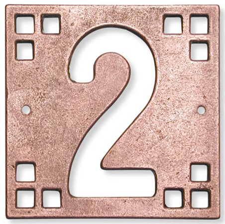 Bronze-Copper Craftsman House Number Tile 2 - Oak Park Home & Hardware