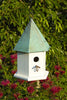 015A Copper Songbird Bird House - White - Verdi Copper Roof - Oak Park Home & Hardware