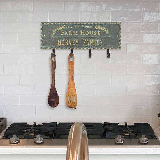 3687BV Farm House Beaded Rectangle Personalized Hook Plaque - Oak Park Home & Hardware