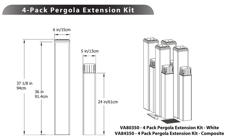 VA80352 Pergola Extension Kit - Vinyl - Oak Park Home & Hardware