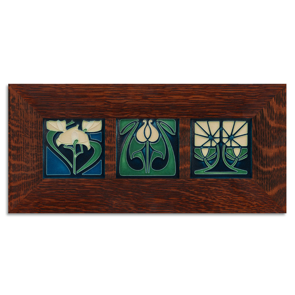 Motawi 4x4 Florals Indigo Trio - Oak Park Frame - Oak Park Home & Hardware