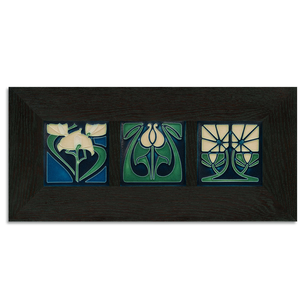 Motawi 4x4 Florals Indigo Trio - Oak Park Frame - Ebony - Oak Park Home & Hardware