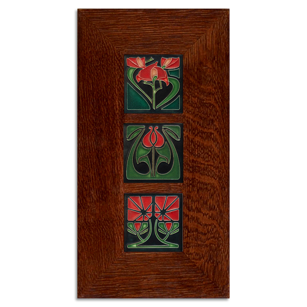 Motawi 4x4 Florals Red Trio - Legacy Style Frame - Oak Park Home & Hardware