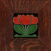 Motawi 4478 4x4 Flower Buds - Red - Oak Park Frame - Sig Finish