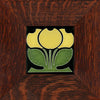 Motawi 4478 4x4 Flower Buds - Yellow - Oak Park Frame - Sig Finish